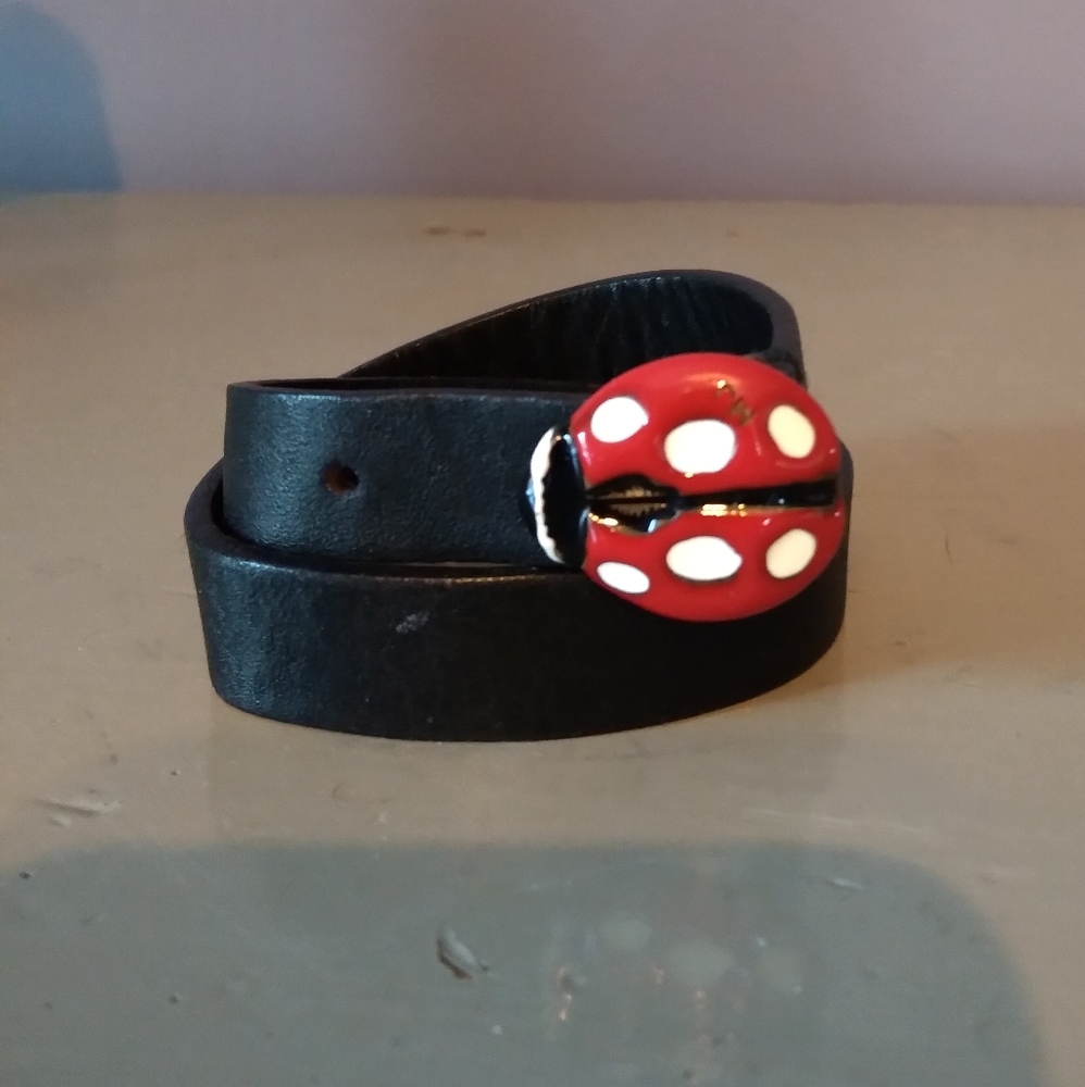 Marc Jacobs ladybug enamel leather bracelet choker